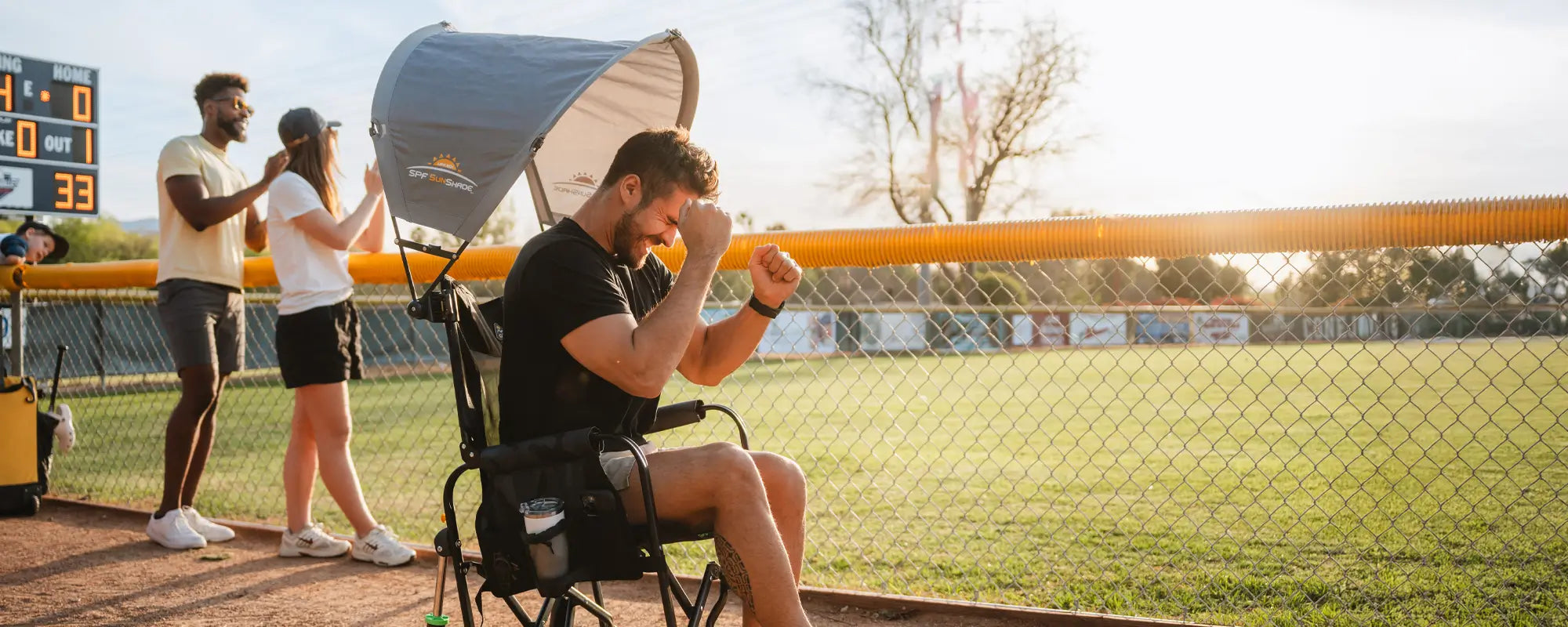 GCI Outdoor portable shade in use outdoors.